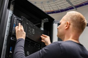 IT Consultant Working With Servers In Large Enterprise Datacenter